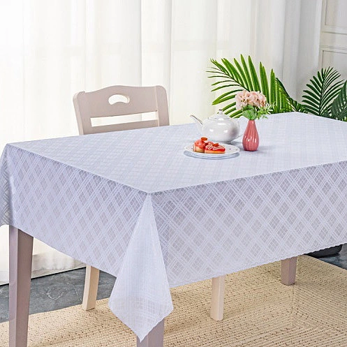Скатерть 137180 см Гармония, клетка, пвх, цвет белый_7