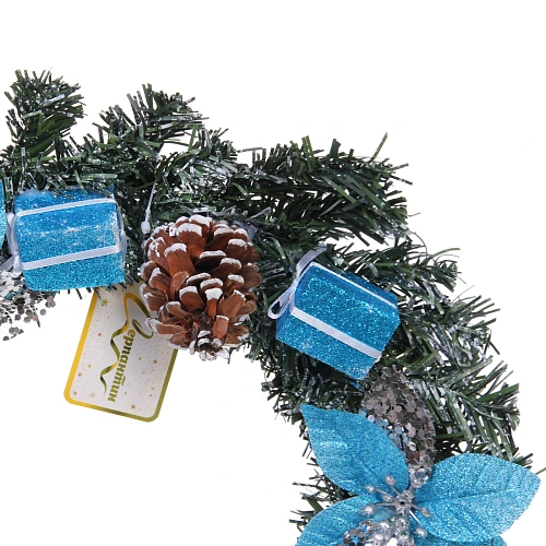 Венок хвойный Снежное синяие d-30 см_3