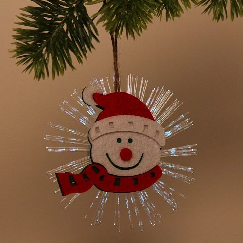 Сувенир с подсветкой Снеговик в колпачке 10 см_7