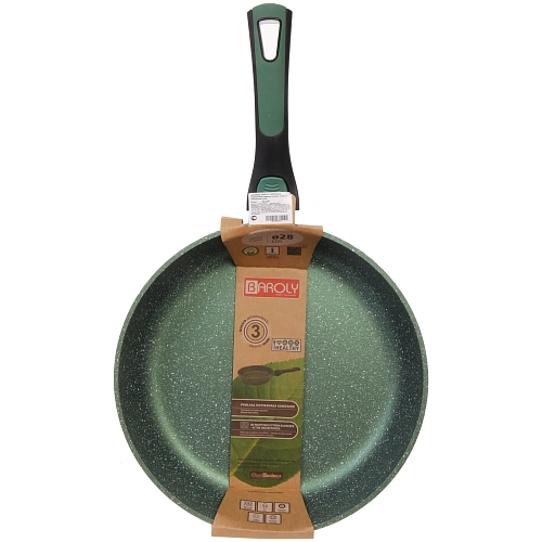 Сковорода BAROLY GREEN 28см индукционная каменная крошка, съемная бакелитовая ручка_9