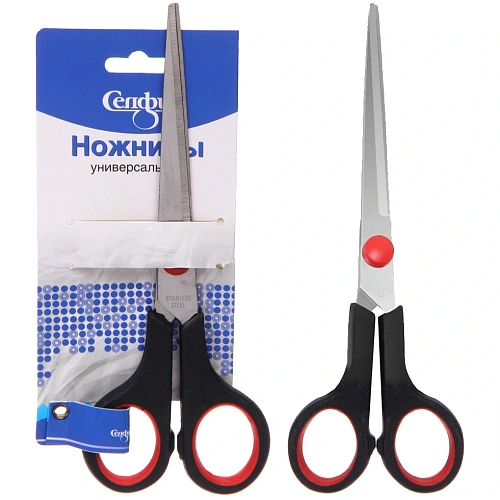 Ножницы универсальные бытовые "ИДЕЯДОМА", цвет черный, 17.4см (блистер Селфи)