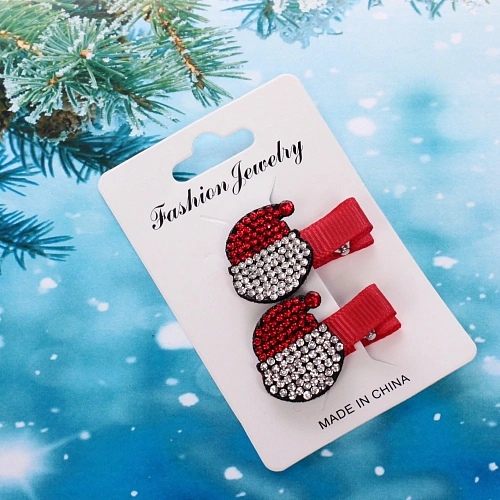 Зажимы для волос 2 шт Winter dreams- Чудесная шапочка 3 см_3