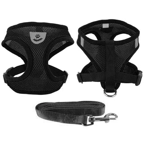 Шлейка с поводком 118см Sweet puppy размер S, цвет черный Ultramarine_3