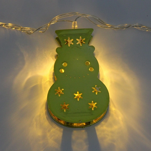 Гирлянда для дома Золотой снеговик 4м 20 ламп LED, 3,76 см прозрпров,1 реж, IP-20, Теплый белый (возможность соединения)_4