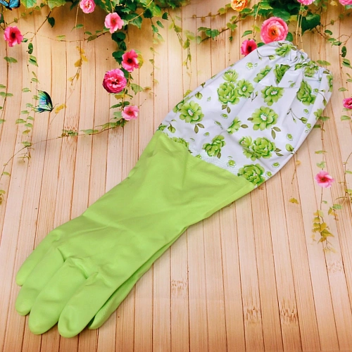 Перчатки резиновые Садовник зеленые 45см с флисовой подкладкой и удлиненными рукавами ДоброСад_7