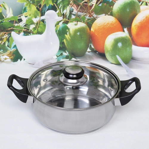 Кастрюля из нержавеющей стали Cook 1,8л со стеклянной крышкой 208см_3