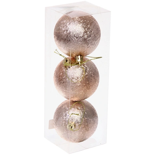 Новогодние шары 7см (набор 3шт) Мягкий блеск, шампань_7