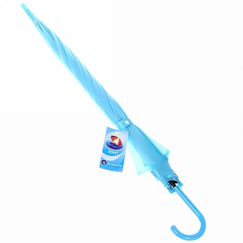 Зонт-трость женский Классический цвет голубой, 8 спиц, d-92см, длина в слож виде 71см_4