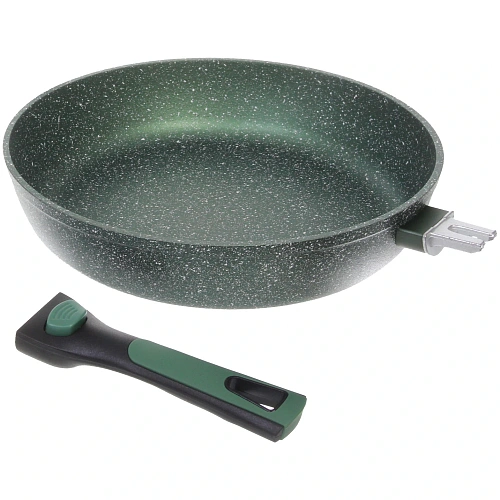 Сковорода BAROLY GREEN 28см индукционная каменная крошка, съемная бакелитовая ручка_4