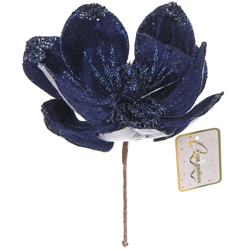 Украшение новогоднее Пуансеттия - Пастель 20 см, Сапфир_4