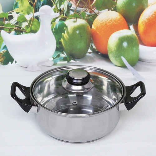 Кастрюля из нержавеющей стали Cook 1,3л со стеклянной крышкой 188см_3