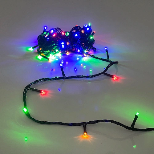Гирлянда для улицы 15м 180 ламп LED чёрный провод, 8 реж, IP-54, Мультицвет (возможность соединения)