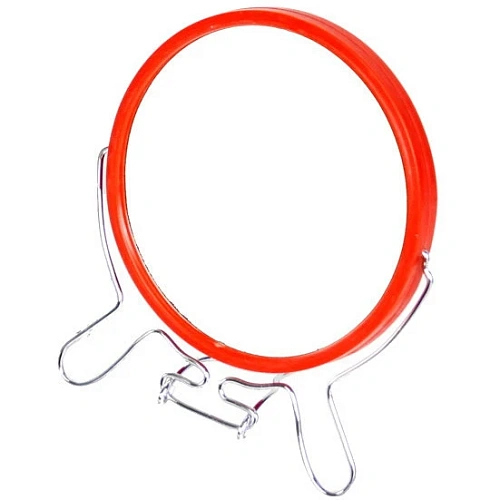 Зеркало настольное в металлической оправе Практика круг, подвесное, двухстороннее d-14см_12