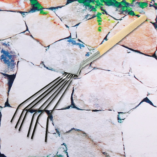 Грабли веерные пластинчатые 6-ти зубые оцинкованные с ручкой_5