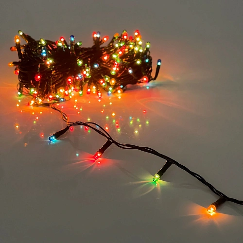 Гирлянда для дома MINI  9м 180 ламп, 8 реж, зеленый провод IP-20, Мультицвет