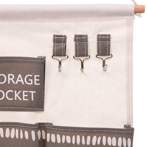 Карман настенный подвесной 3 отделения ИДЕЯДОМА, принт бежевые полоски, 3034см (лейбл Селфи)_3