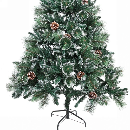 Ёлка Кристальная 210 см, Леска+ПВХ, шишки,белое напыление (900 веток)_4