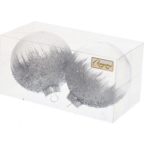 Набор шаров Сказочная полночь 10 см (в наборе 2 шт), Серебро_2