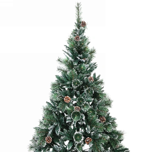 Ёлка Кристальная 210 см, Леска+ПВХ, шишки,белое напыление (900 веток)_6