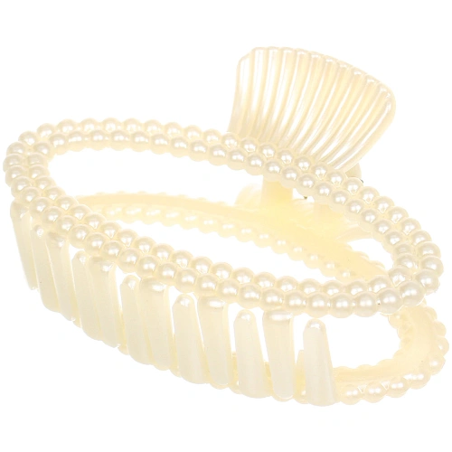 Заколка-краб для волос Мон Пион, овал, цвет белый, 9,5см (Блистер)_3