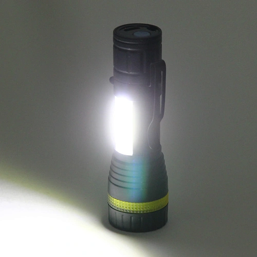 Фонарь ручной 3 режима 1LED+COB Zoom, аккумуляторная батарея 400mAh USB W501_9