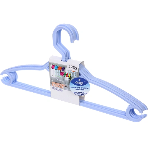 Плечики пластиковые ребристые 4шт ИДЕЯДОМА, цвет голубой, 3820см (Селфи)_3