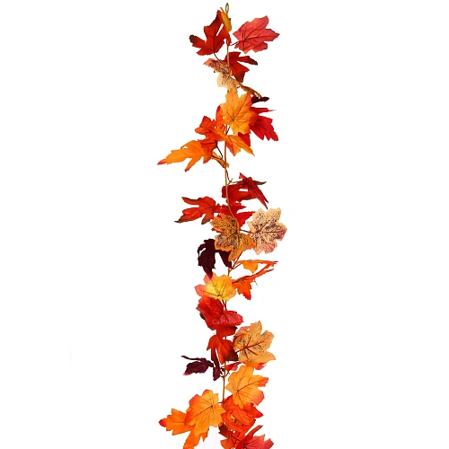 Лиана искусственная Green garden 170см клен, цвет оранжево-красный_5