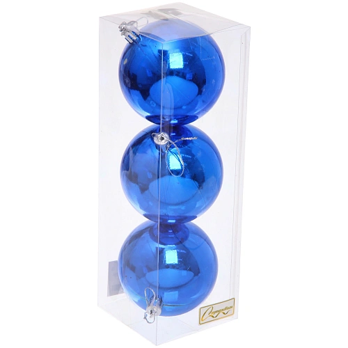 Новогодние шары 8 см (набор 3 шт) Глянец, синий_9