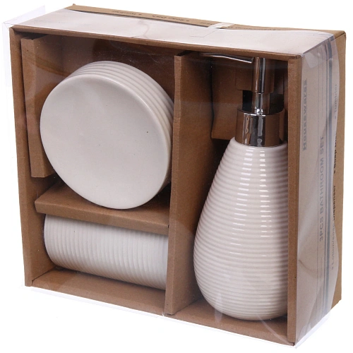 Набор для ванной из 3-х предметов керамический Сантана белый_3