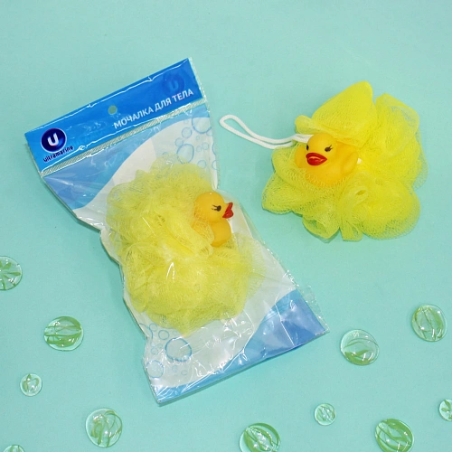 Мочалка-шар для тела полипропиленовая детская Baby Boom - Утенок, цвет желтый, 20гр, d-11см_3