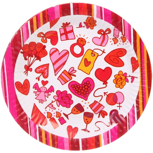 Тарелка бумажная 18 см в наборе 10 шт "Heart"
