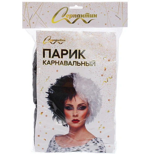 Парик карнавальный Красотка, Черно-белый_6