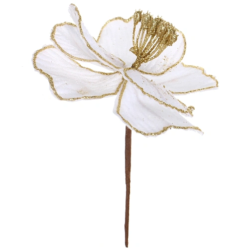 Украшение новогоднее Пуансеттия - Изящная 16 см, БелыйШампань_3