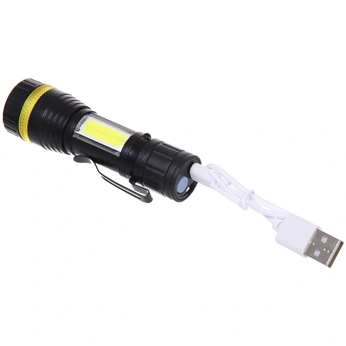 Фонарь ручной 3 режима 1LED+COB Zoom, аккумуляторная батарея 400mAh USB W501_3