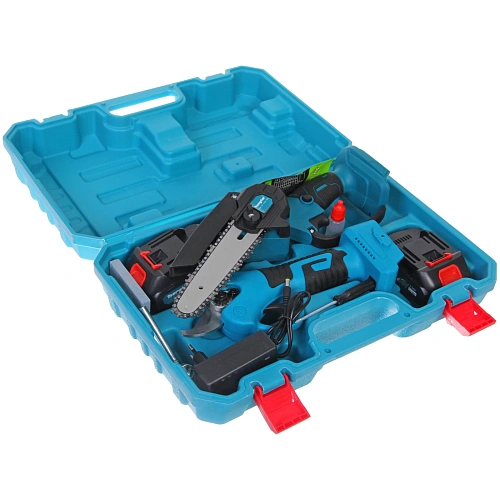 Набор пила цепная+секатор аккумуляторные Mengtai (18В, 2,0Ач Li-ion аккум 2шт, ЗУ 2 цепочки) MGT-4K_4