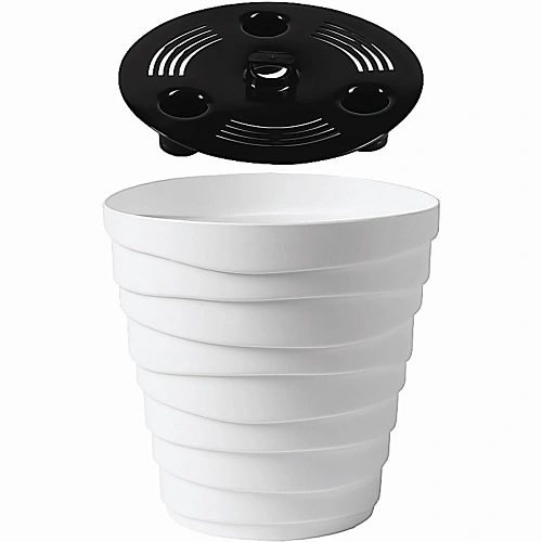 Кашпо для цветов пластиковое 1,4л d-14,5см Бархан Белый _2