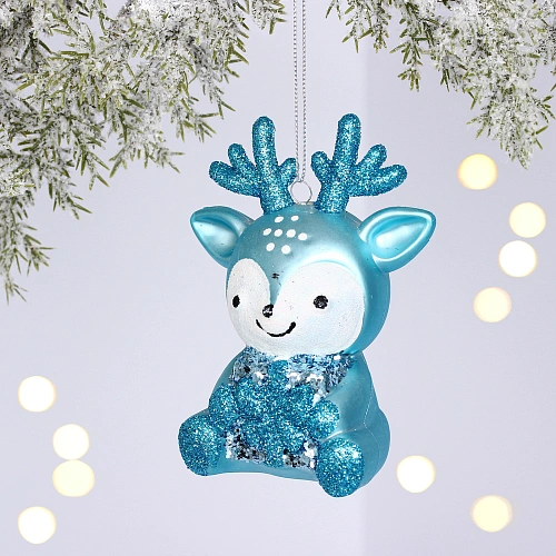 Ёлочная игрушка "Весёлый оленёнок" 8*5.5*11.5 см, Голубой