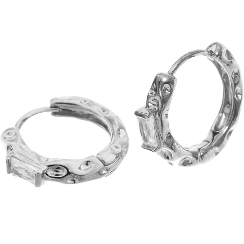 Серьги из гиппоалергенного металла со стразами ПАЛУМНА, кольца, цвет золото и серебро, 2,5-dсм_8