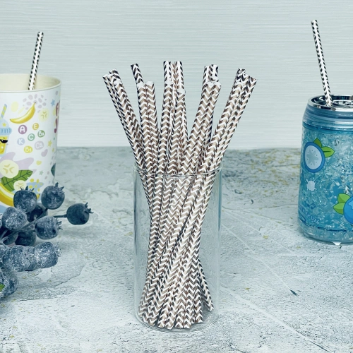 Трубочка для коктейля "Зигзаг" 19,5 см d-6 мм (набор 25 шт), Розовое золото