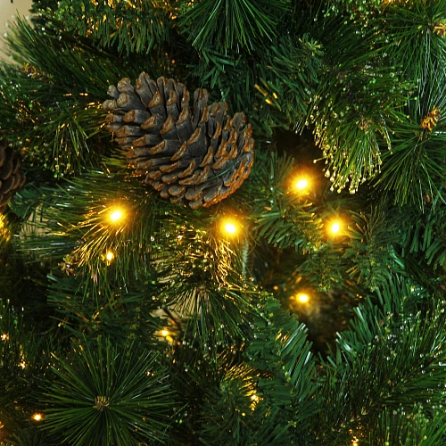 Елка светодиодная Лесная метель 240 см, ПВХ+леска (шишки и напыление) 1511 веток, 310 ламп LED,Теплый белый_4