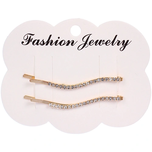 Невидимки для волос 2шт "Кристалы Агоры", волна, цвет золото, 6см (блистер и пакет с подвесом)