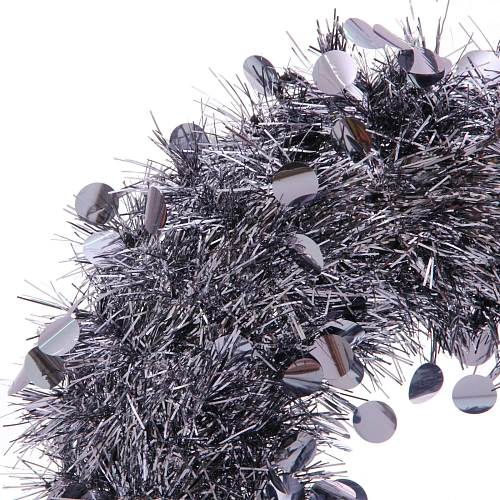 Венок декоративный TINSEL Изящный блеск 38 см, Графит_3