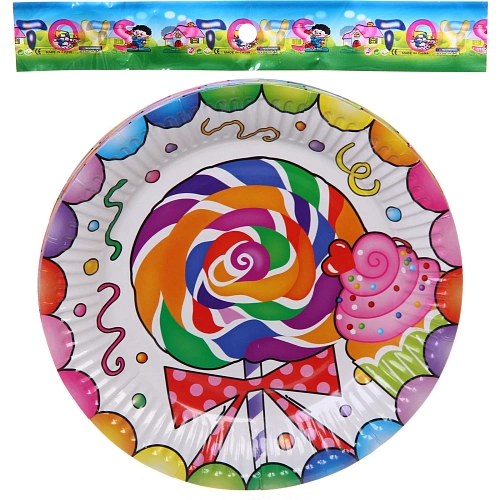 Тарелка бумажная 18 см в наборе 10 шт Сладкий праздник_4