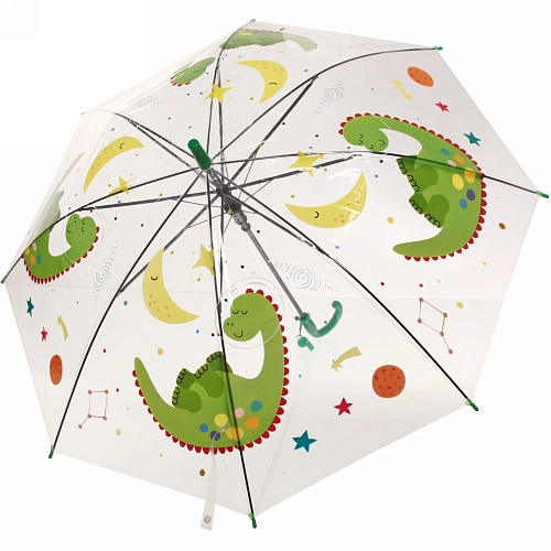 Зонт детский полуавтомат Ультрамарин - Динозаврики, 8 спиц, d-85см, длина в слож виде 66см  _4