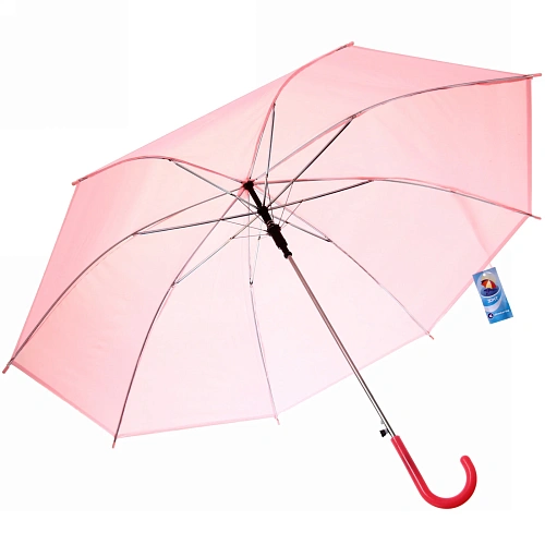 Зонт-трость женский Классический цвет нежно-розовый, 8 спиц, d-92см, длина в слож виде 73см_9