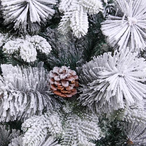Ёлка Снежная рапсодия 150 см, ПВХ+Леска, шишки, белый иней (450 веток)_13