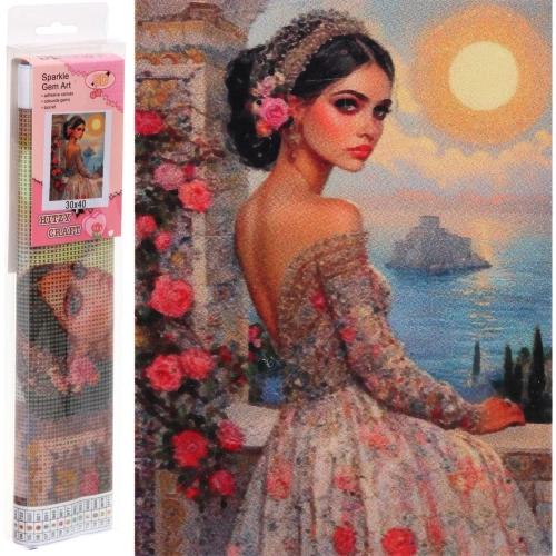 Алмазная мозаика в рулоне 30*40см полная выкладка "DIAMOND", Принцесса Азалия