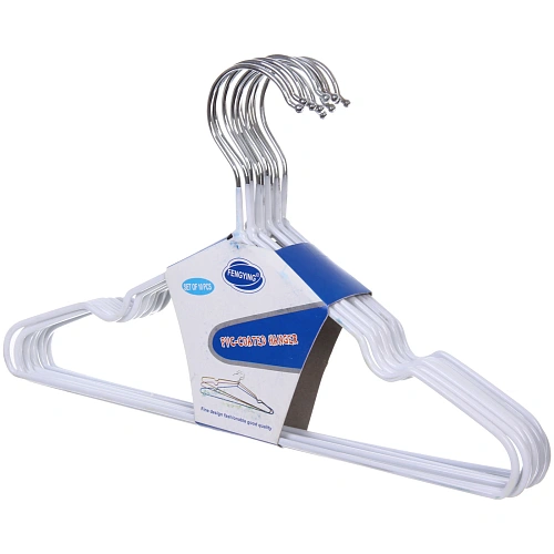 Плечики металлические нескользящие с полимерным покрытием 10шт ТАРТИТАН, цвет белый, 30см (Селфи)_4