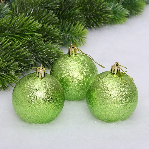Новогодние шары 7см (набор 3шт) "Мягкий блеск", салатовый