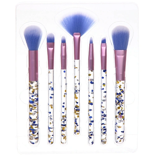 Кисти для макияжа 7шт ДИ МАРКО, синие блестки, 1620см19,5см_4